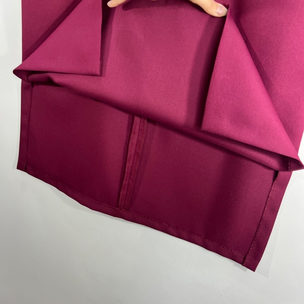 Vintage 70s a line burgundy double knit polyester old money retro midi skirt 14 - Picture 10 of 15